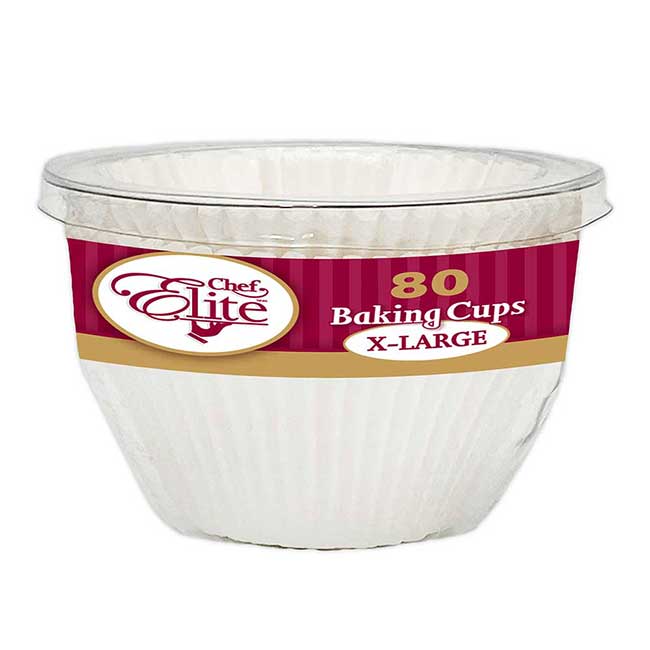 Chef Elite White Extra Large Baking Cup, 80 Count -- 36 Per Case