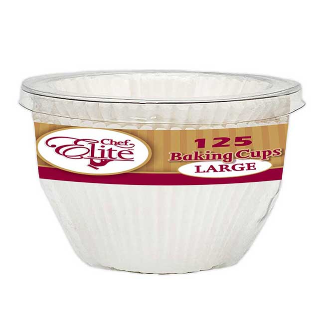 Chef Elite White Large Baking Cup, 125 Count -- 36 Per Case