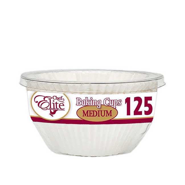 Chef Elite White Medium Baking Cup, 125 Count -- 36 Per Case