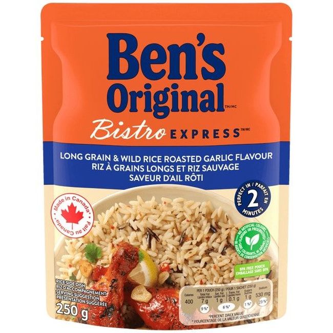 Ben's Original Bistro Express Roasted Garlic Flavour Long Grain And Wild Rice, 250 G -- 12 Per Case