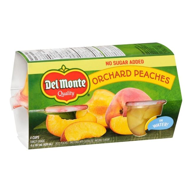 Del Monte No Sugar Added Orchard Peaches In Water - Plastic Cup, 107 Ml -- 24 Per Case