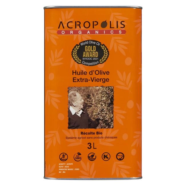 Acropolis Organics Bioharvest Extra Virgin Olive Oil, 3 L -- 6 Per Case