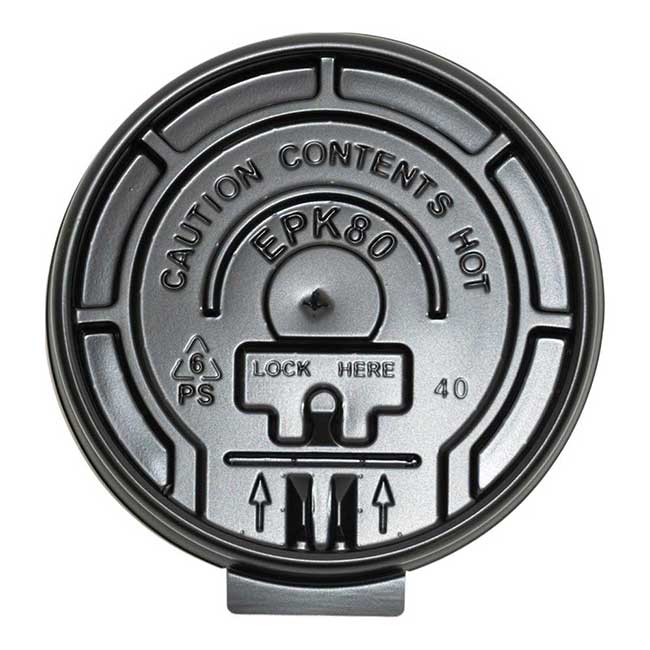 Pack N' Eat Couvercle À Languette Déchirable En Pe Noir Pour Tasse Chaude De 8 Oz -- 1 000 Par Boîte
