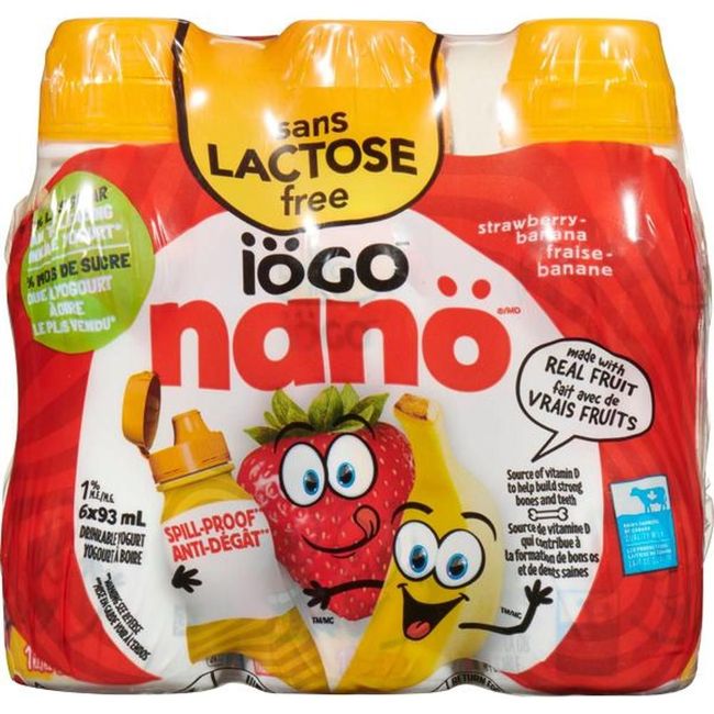 Iogo 1 Percent Milk Fat Lactose-free Strawberry Banana Drinkable Yogurt, 93 Ml -- 24 Per Case