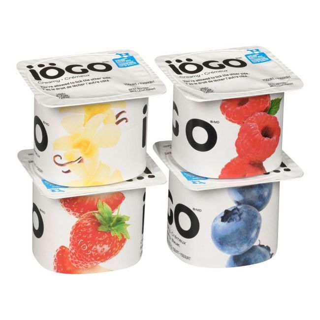 Iogo 1.5 Percent Milk Fat Creamy Strawberry Raspberry Blueberry Vanilla Yogurt, 100 G -- 48 Per Case