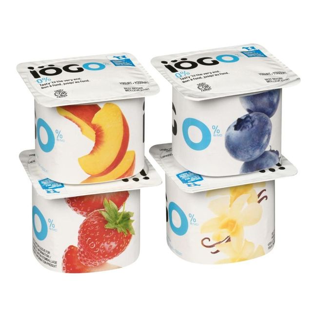Iogo O Percent Milk Fat Strawberry Blueberry Peach Vanilla Yogurt, 100 G -- 48 Per Case