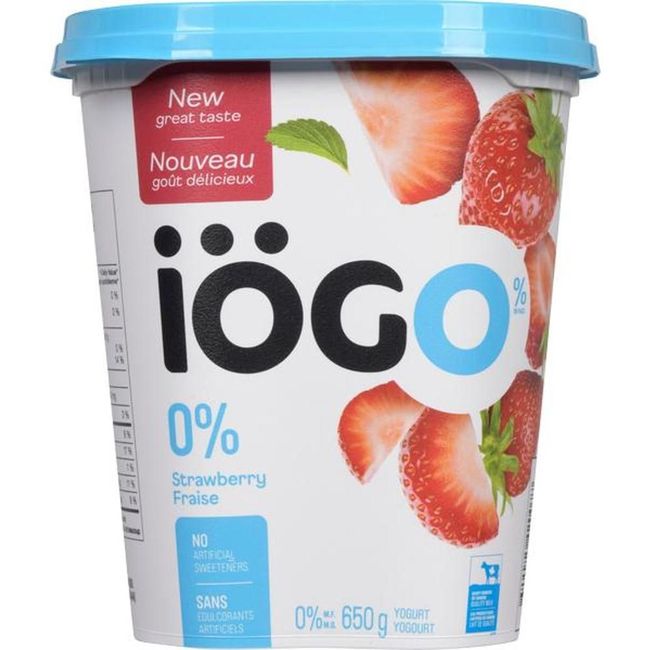 Iogo O Percent Milk Fat Strawberry Yogurt, 650 G -- 6 Per Case