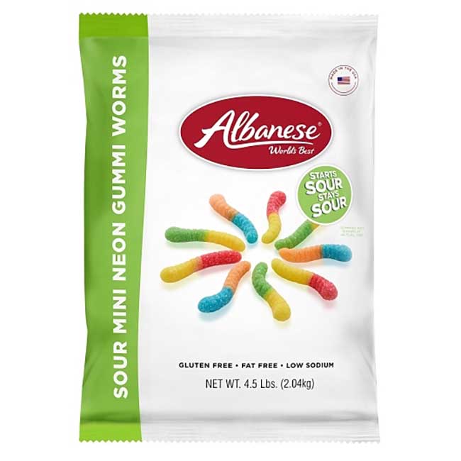 Albanese Sour Mini Neon Candy, 4.5 Lb -- 4 Per Case