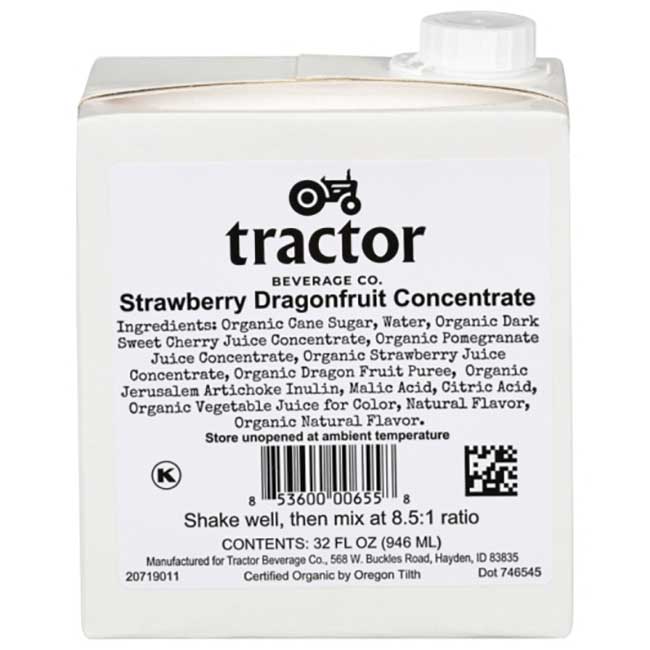 Tractor Beverage Co Organic Strawberry Dragonfruit Concentrate, 32 Fl Oz -- 12 Per Case