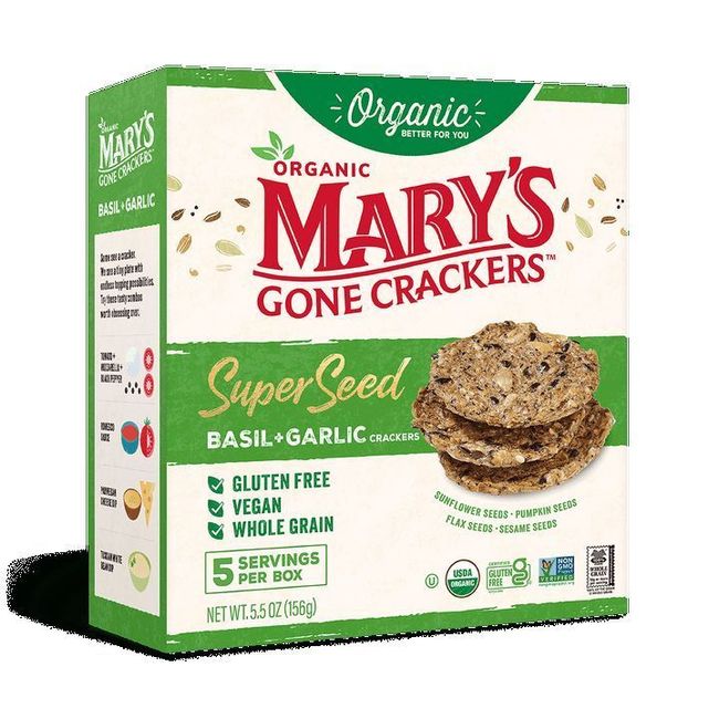 Mary's Gone Crackers Craquelins Biologiques Super Seed Au Basilic Et À L'ail, 156 G -- 6 Par Boîte