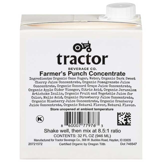 Tractor Beverage Co Organic Farmers Punch Concentrate, 32 Oz -- 12 Per Case