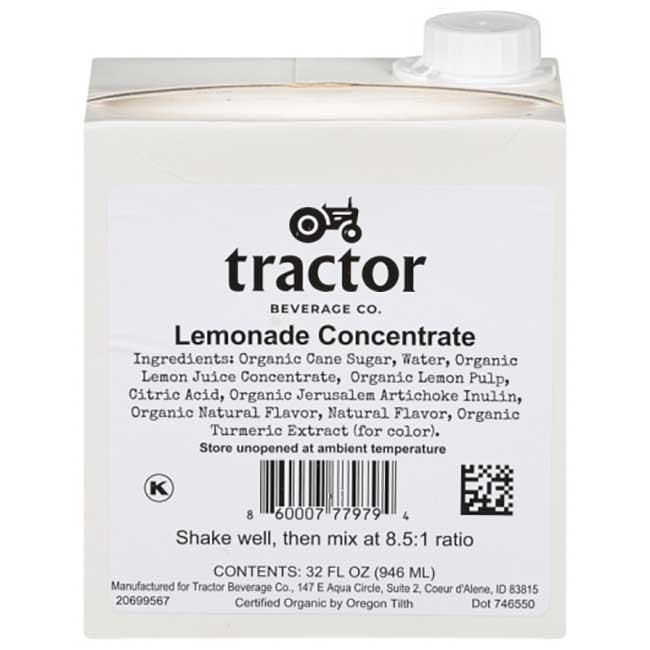 Tractor Beverage Co Organic Lemonade Concentrate, 32 Oz -- 12 Per Case