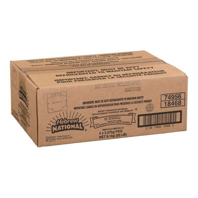Hebrew National Beef Franks, 2268 G -- 4 Per Case