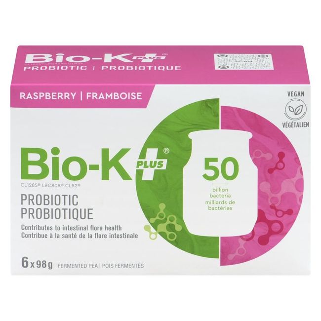 Bio-k Plus Boisson Probiotique Fermentée Non Laitière À La Framboise 50b, 98 G, 6 Unités -- 4 Par Boîte