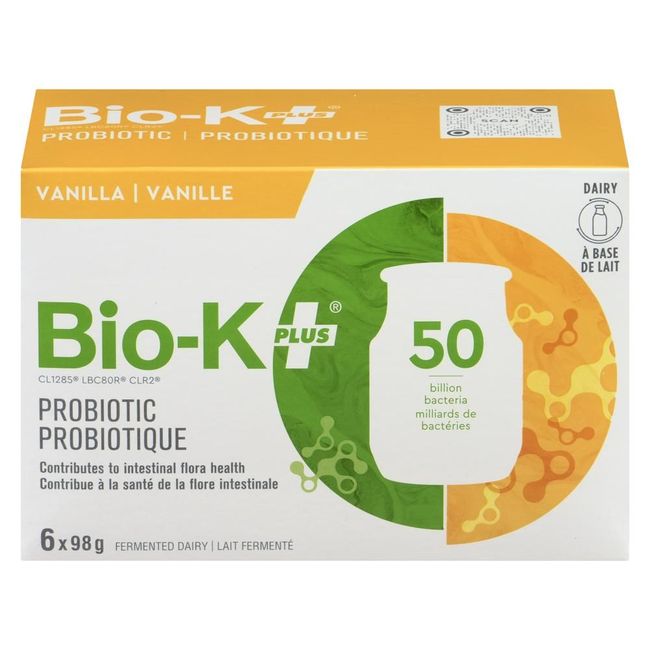 Bio-k Plus 98 G De Lait Fermenté Probiotique À La Vanille 50b, 6 Unités -- 4 Par Boîte