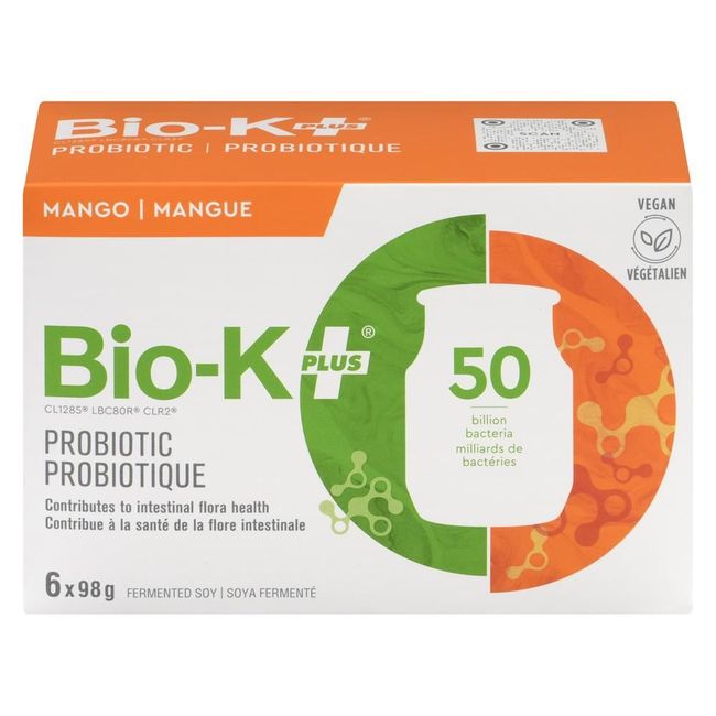 Bio-k Plus Boisson Probiotique Au Soja Fermenté Mango 50b, 98 G, 6 Unités -- 4 Par Boîte