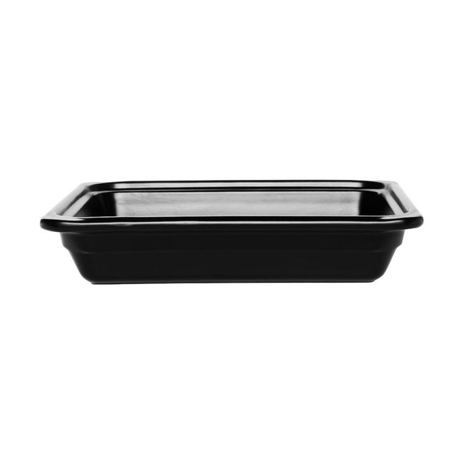 Emile Henry Coal Black Half Size Ceramic Insert Food Pan, 12.5 X 10.5 X 2.5 In