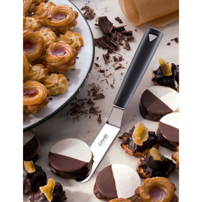 Triangle Professional Stainless Steel Cranked Confiserie Spatula With Polypropylene Handle, 9 Cm