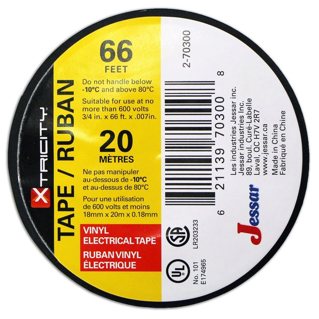 Xtricity Black Electrical Tape, 18 Mm X 20 M -- 50 Per Case