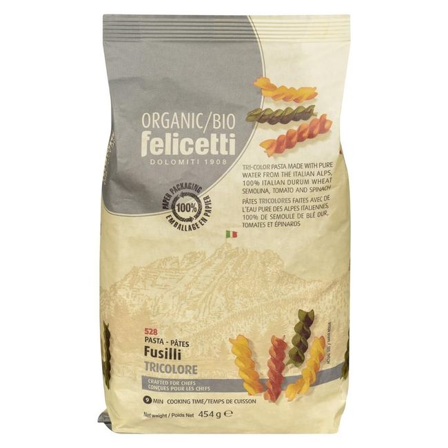 Felicetti Organic Tri-colour Fusilli, 340 G -- 12 Per Case