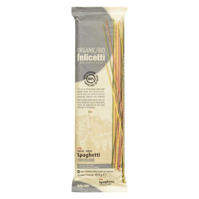 Felicetti Organic Tri-colour Spaghetti, 454 G -- 12 Per Case