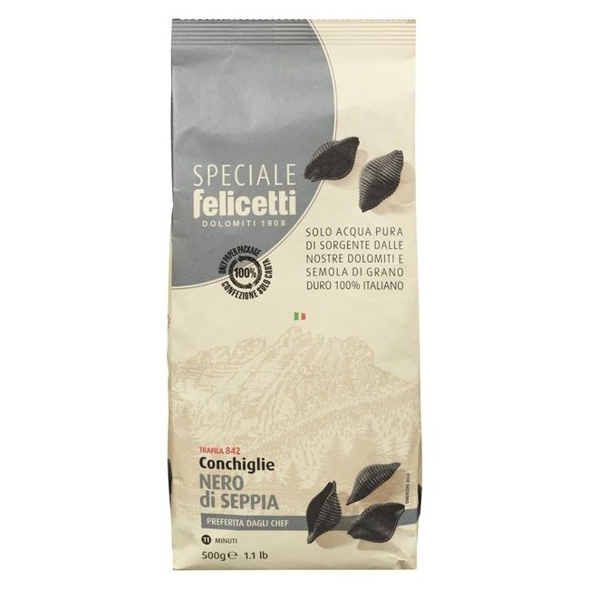 Felicetti Durum Wheat Conchiglie With Cuttlefish Ink, 500 G -- 12 Per Case