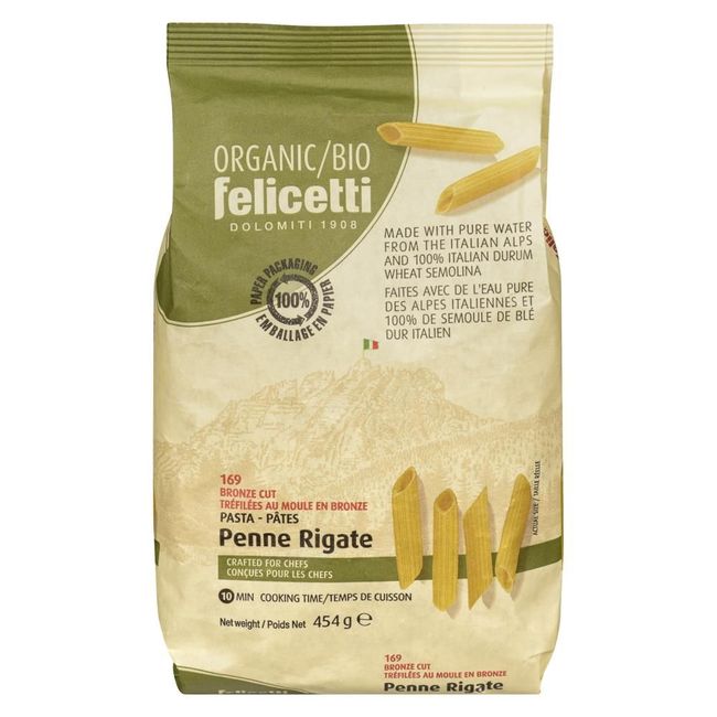 Felicetti Organic Durum Wheat Penne Rigate, 454 G -- 12 Per Case