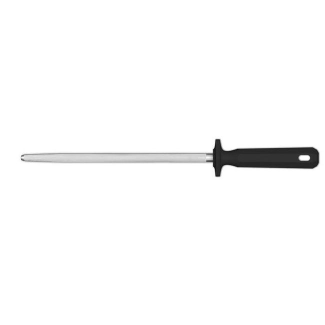Ambrogio Sanelli Chrome Plated Round Sharpening Steel With Black Handle, 12 In