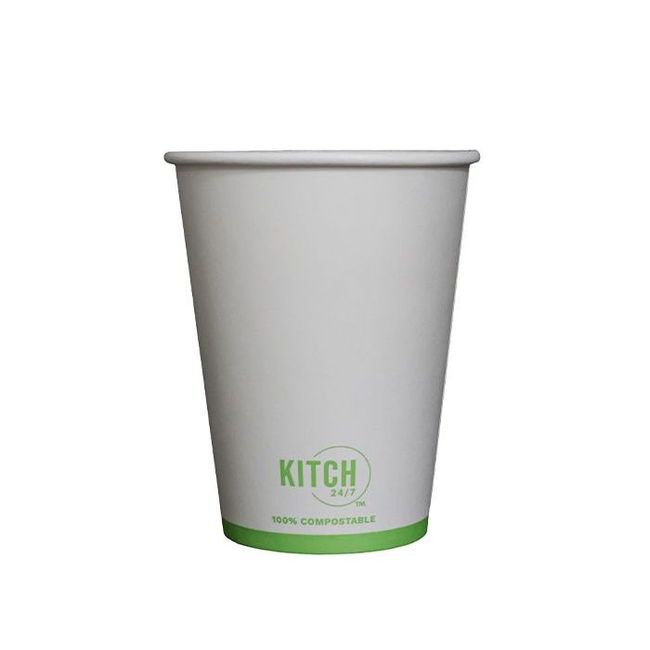 Kitch 24/7 White Compostable Paper Hot Cup, 12 Oz -- 1000 Per Case