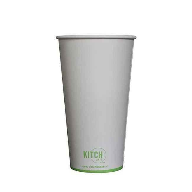 Kitch 24/7 White Compostable Paper Hot Cup, 20 Oz -- 1000 Per Case