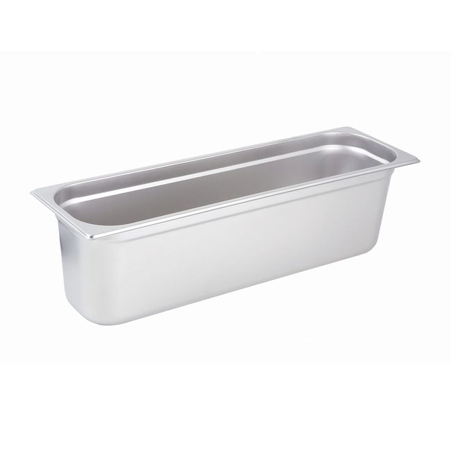 Winco Spjl-6hl Stainless Steel Half Size Long Anti-jam Steam Table Pan, 6 In Deep