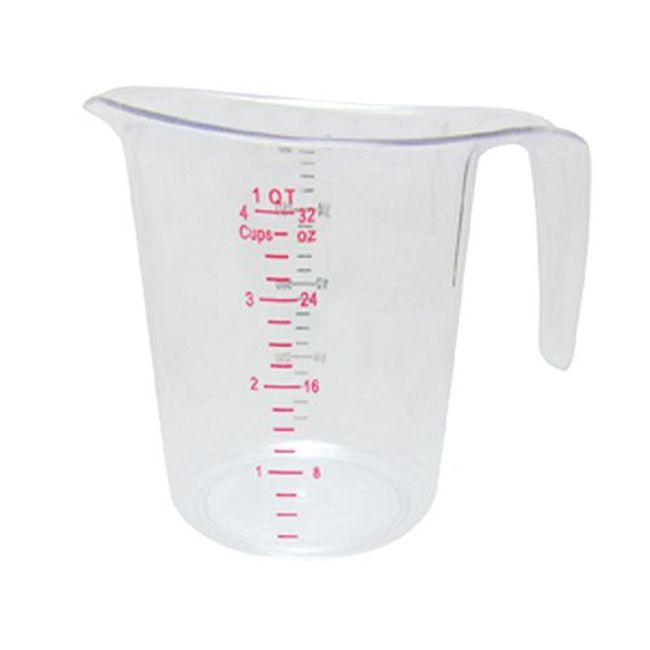 Winco Pmcp-100 Polycarbonate Clear Measuring Cup With Colour Graduations, 1qt Capacity