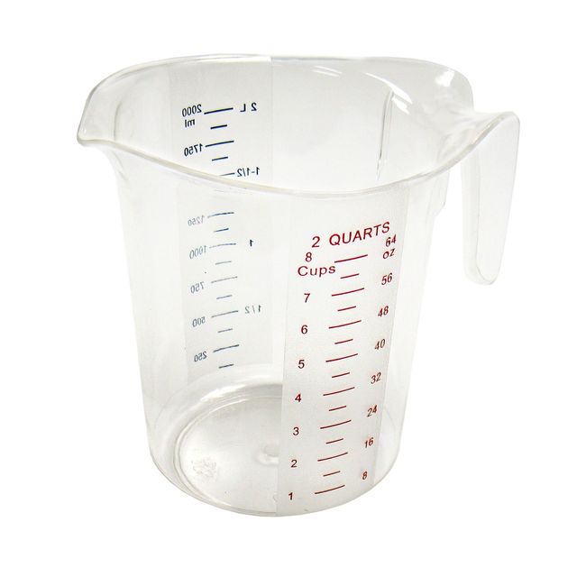 Winco Pmcp-200 Clear Polycarbonate Measuring Cup With Colour Graduations, 2 Qt Capacity