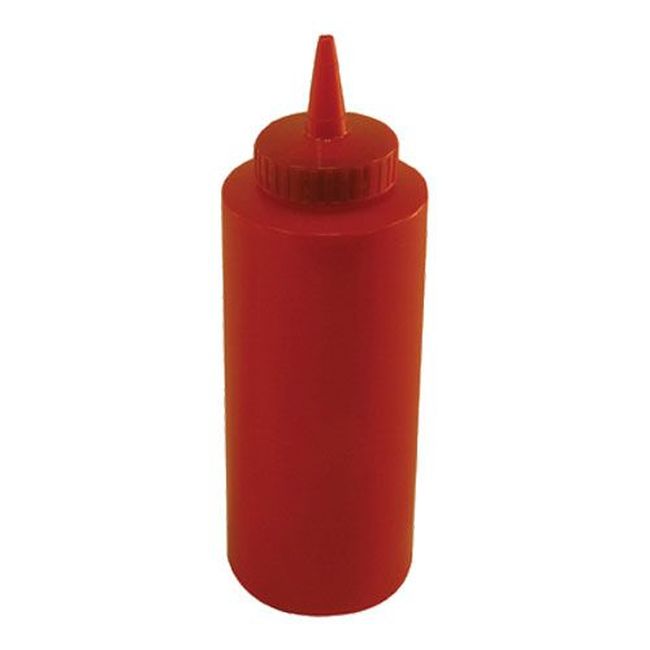 Winco Psb-12r Plastic Red Regular Squeeze Bottle, 12 Oz Capacity