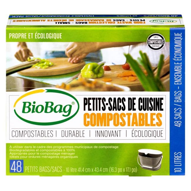 Biobag 10 L Small Compostable Kitchen Bags Value Pack, 48 Count -- 12 Per Case