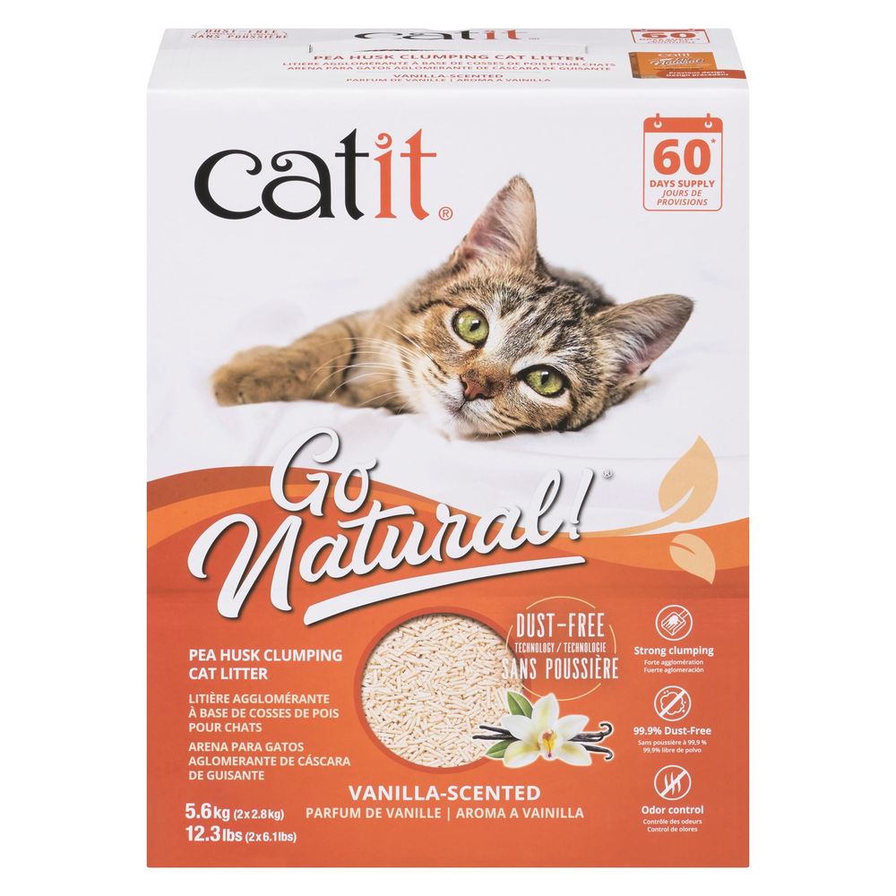 Catit Go Natural Vanilla Scented Pea Husk Clumping Cat Litter, 12.3 Lb