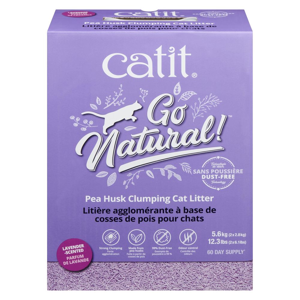 Catit Go Natural Lavender Scented Pea Husk Clumping Cat Litter, 12.3 Lb