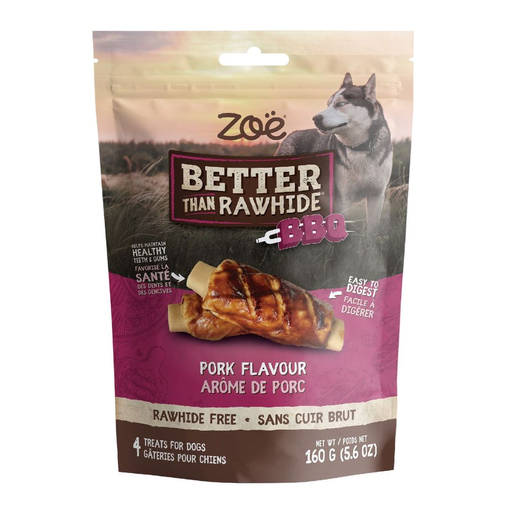 Zoe Better Than Rawhide Bbq Rib Pork Dog Treat, 160 G -- 9 Per Case