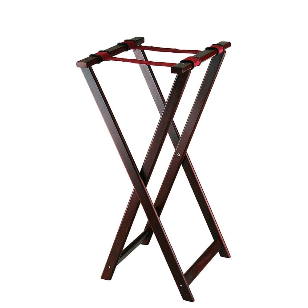Browne Tall Mahogony Wood Folding Tray Stand With Center Bar Support, 17 X 16.3 X 32.5 In