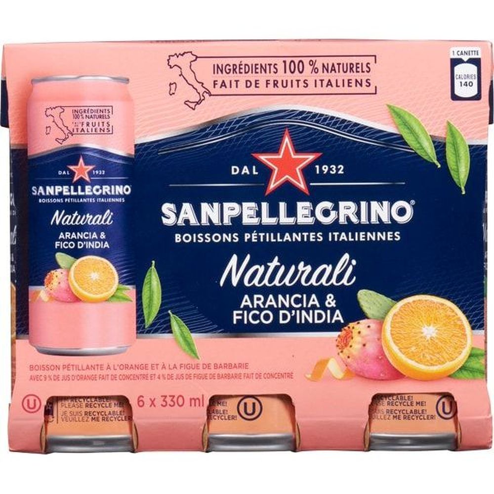 San Pellegrino Aracianta Ficodindia Sparkling Drink, 330 Ml -- 24 Per Case
