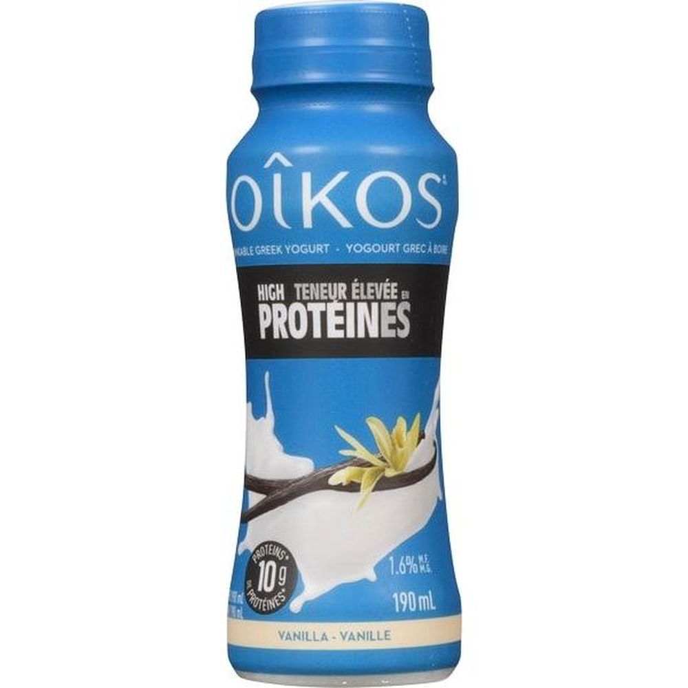 Oikos Vanilla High Protein Drinkable Yogurt, 190 Ml -- 8 Per Case