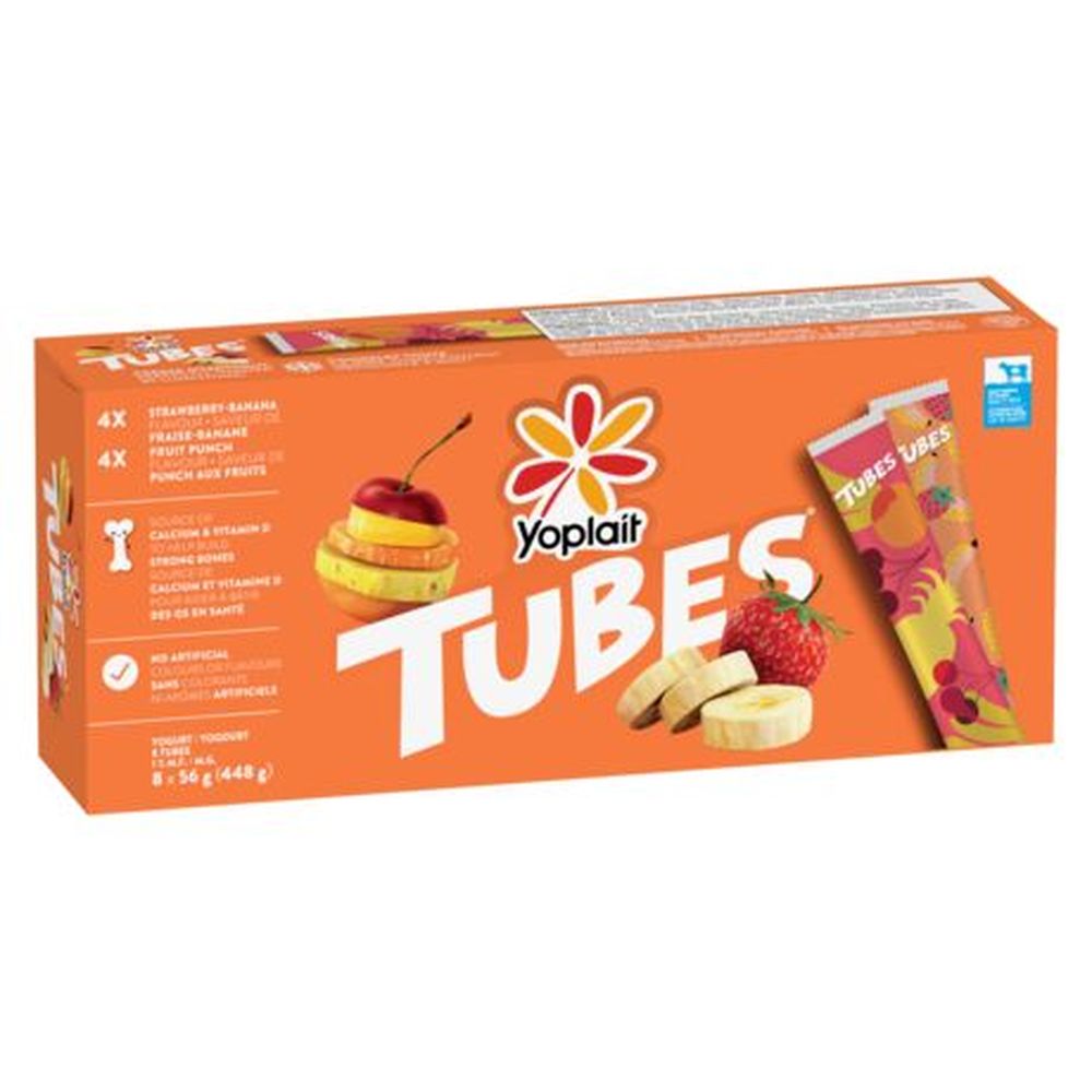 Yoplait 1 Percent Milk Fat Strawberry Banana Fruit Punch Pop Yogurt Tubes, 56 G -- 8 Per Case