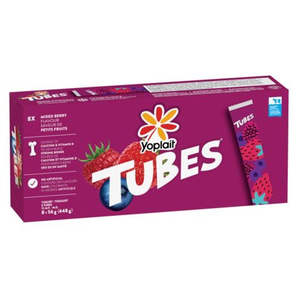 Yoplait 1 Percent Milk Fat Mixed Berry Pop Yogurt Tubes, 56 G -- 8 Per Case