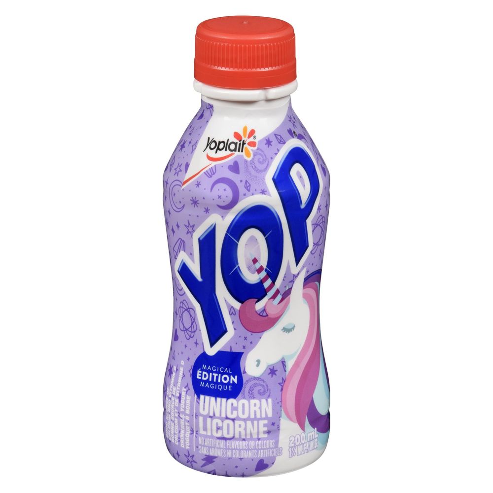 Yoplait Yop 1 Percent Milk Fat Magical Edition Unicorn Drinkable Yogurt, 200 Ml -- 12 Per Case
