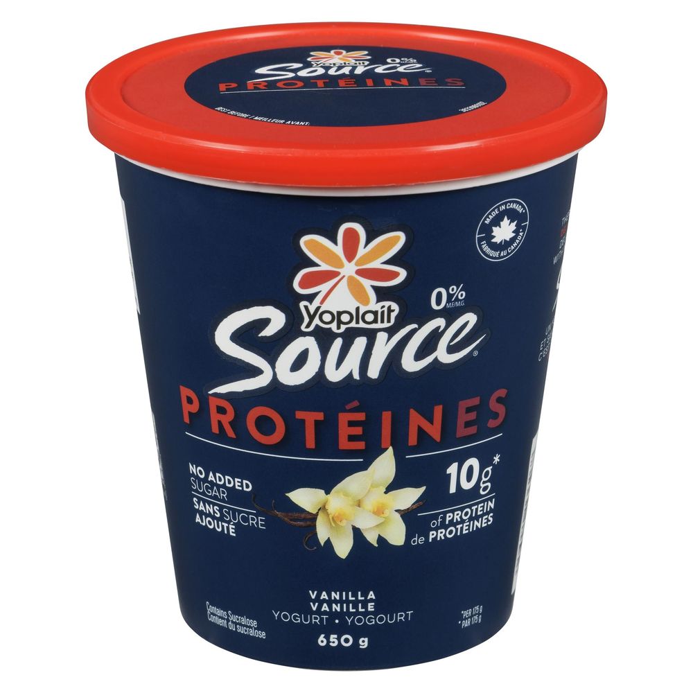 Yoplait Source Protein 0 Percent Milk Fat Vanilla Smooth And Creamy Yogurt, 650 G -- 6 Per Case