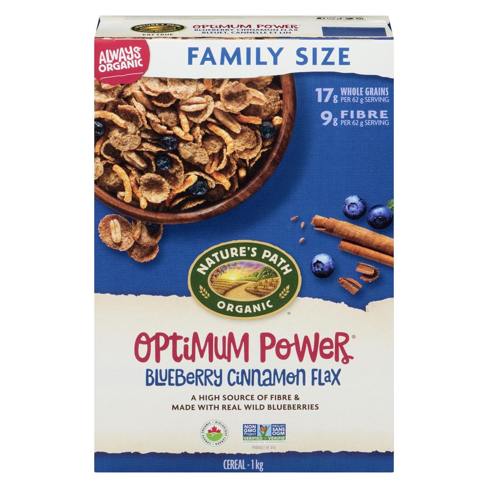 Nature's Path Organic Optimum Power Blueberry Cinnamon Flax Cereal, 1 Kg -- 6 Per Case