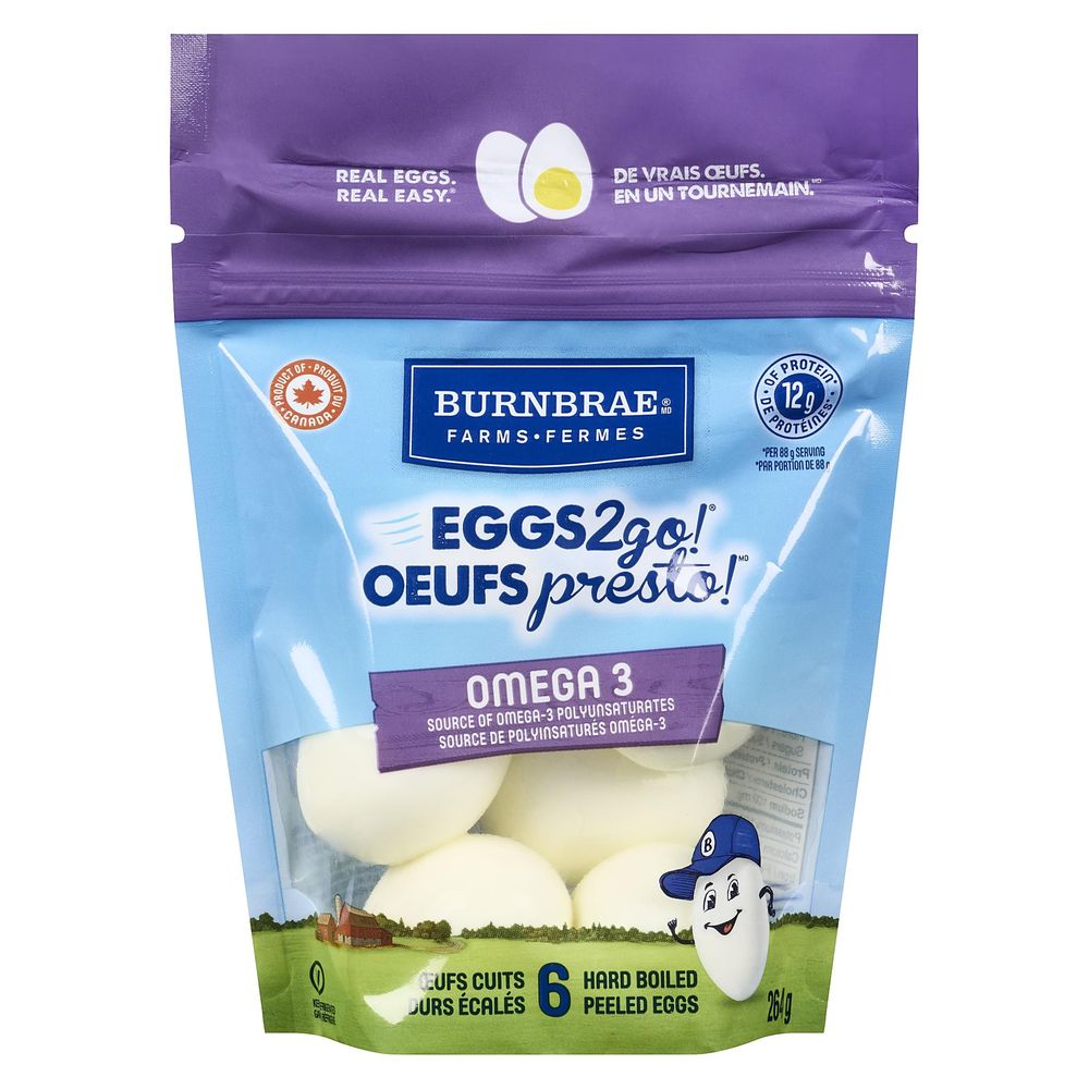 Burnbrae Farms Eggs2go Omega-3 Hard Boiled Peeled Eggs, 264 G -- 5 Per Case