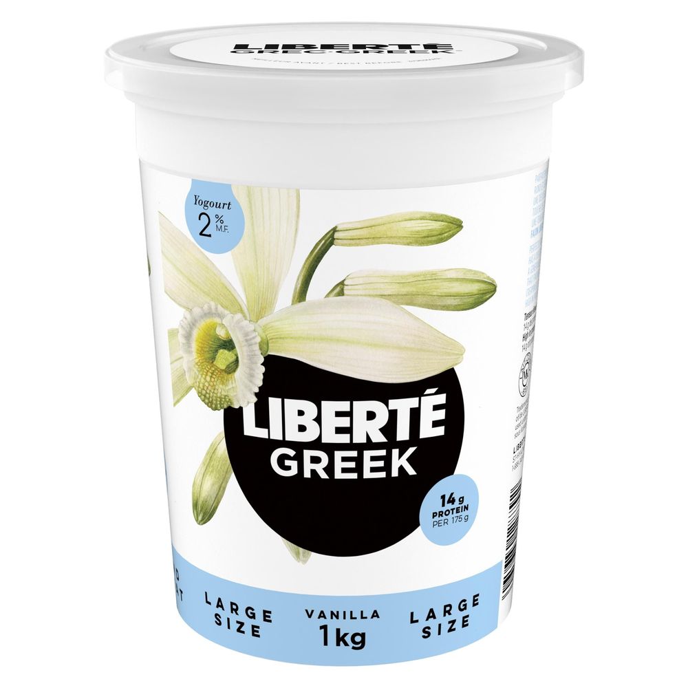 Liberte 2 Percent Milkfat Vanilla Greek Yogurt, 1 Kg -- 6 Per Case