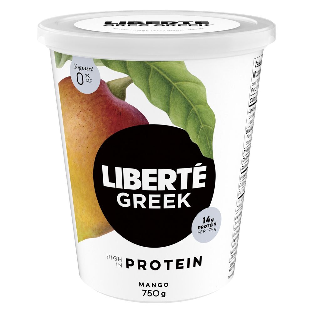 Liberte 0 Percent Milkfat Mango Greek Yogurt, 750 G -- 6 Per Case