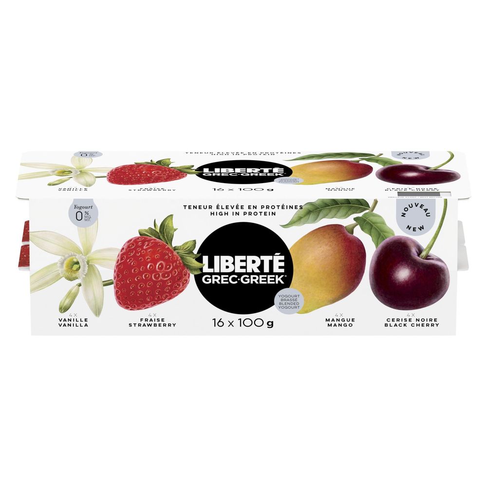 Liberte 0 Percent Milkfat Greek Yogurt - Assortment, 100 G -- 48 Per Case